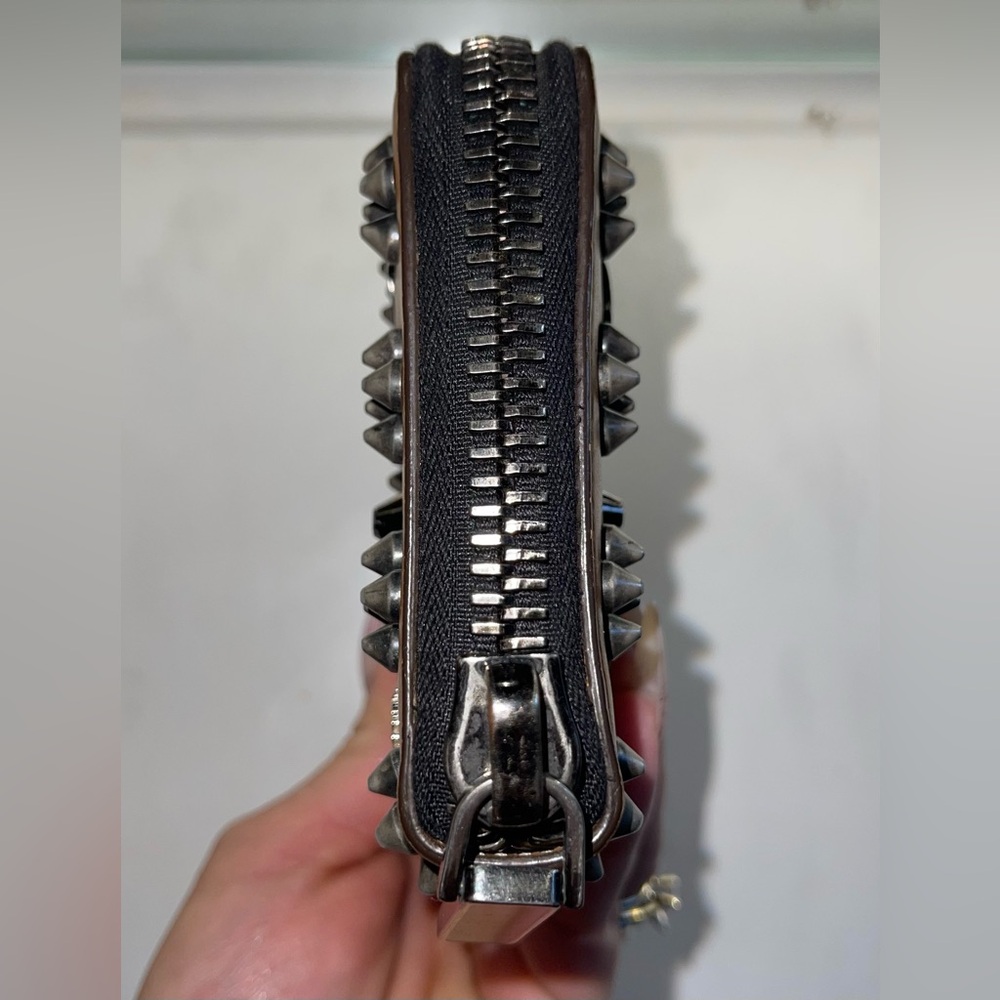 ♥️ Christian Louboutin Panettone Wallet Spikes Loubinthesky Seville Calf Leather - Picture 12 of 14